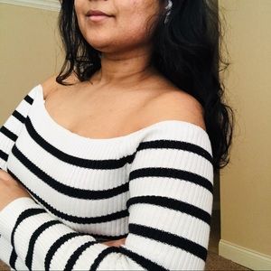 Hollister Black & White Striped Sweater